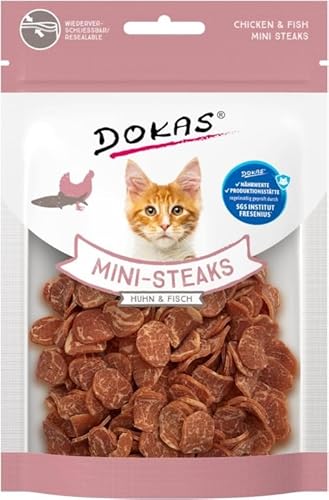 Dokas Natürliche Katzensnack, Mini-Filets mit Hühnchen und Fisch, 10 x 25 g von Dokas