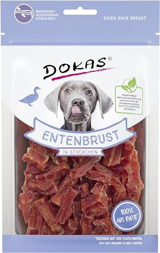 Dokas Natural Snack Ente Bruststücke für Hunde, 10 x 70 g von DOKAS