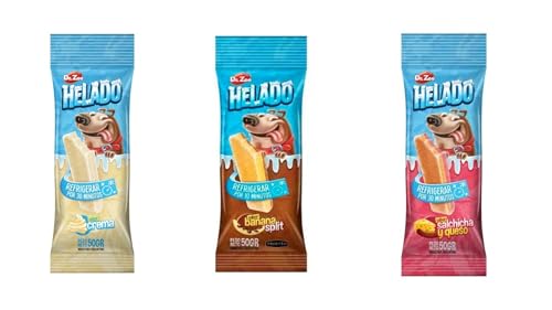 Dr.Zoo Eiscreme für Hunde, verschiedene Geschmacksrichtungen von Creme, Bananensplit oder Wurst und Käse, schmackhaft, (18 x 50 g, 6 x Bananensplit 6 x Sahne, 6 x Wurst und Käse) von CT-TRONICS