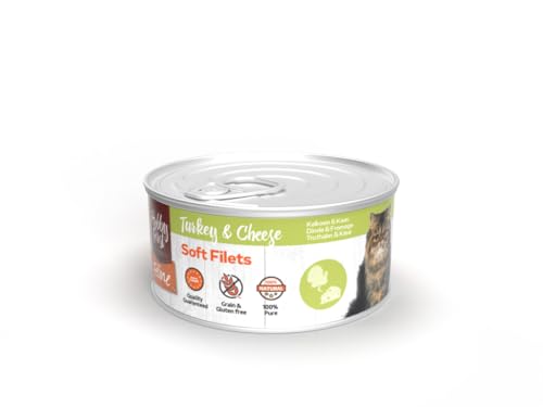 Hobby First Nassfutter für Katzen, 100 % natürlich, verschiedene Geschmacksrichtungen, 12 x 70 g, (12 x 70 g, Truthahn und Käse) von CT-TRONICS