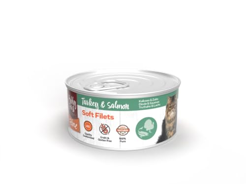 Hobby First Nassfutter für Katzen, 100 % natürlich, verschiedene Geschmacksrichtungen, 12 x 70 g, (12 x 70 g, Truthahn und Lachs) von CT-TRONICS