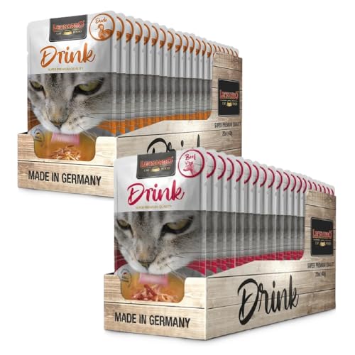 CT-TRONICS Leonardo Drink [Packung mit 2 Boxen à 20 x 40 g, insgesamt 40 Umschläge] Katzengetränk | Fleischbrühe mit Streifen | Ergänzungsfutter für Katzen (Ente und Rind) von CT-TRONICS