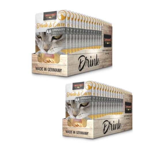 Leonardo Drink Urinary Care Huhn [Packung mit 2 Boxen à 20 x 40 g, insgesamt 40 Umschläge] Getränk für Katzen, Fleischbrühe mit Streifen, Ergänzungsfutter für Katzen von CT-TRONICS