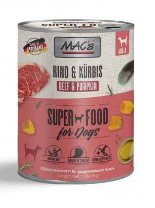 CT-TRONICS Mac´S Dog Nassfutter für Hunde, verschiedene Geschmacksrichtungen, 6 Dosen x 800 g (Kalbfleisch und Kürbis) von CT-TRONICS