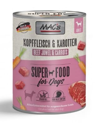 Mac´S Dog Nassfutter für Hunde, verschiedene Geschmacksrichtungen, 6 Dosen x 800 g (Kopf und Karotte) von CT-TRONICS