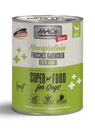 Mac´S Dog Nassfutter für empfindliche und allergische Hunde, Tierprotein, 6 Dosen x 800 g (Hase) von CT-TRONICS