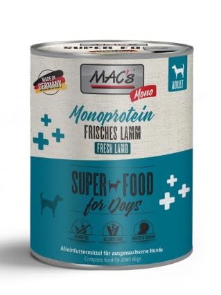 Mac´S Dog Nassfutter für empfindliche und allergische Hunde, Tierprotein, 6 Dosen x 800 g (Lamm) von CT-TRONICS