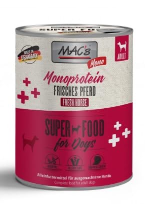 Mac´S Dog Nassfutter für empfindliche und allergische Hunde, Tierprotein, 6 Dosen x 800 g (Pferd) von CT-TRONICS