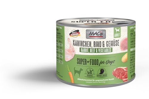 Mac's Dog Super Premium Nassfutter für Hunde, 6 x 200 g (Kaninchen, Rindfleisch und Gemüse) von CT-TRONICS