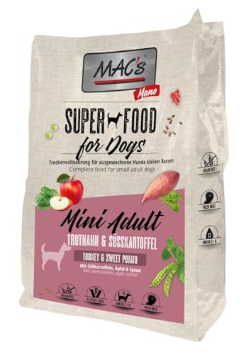 Mac's Dog Trockenfutter für Hunde, Mini Erwachsene, Monoprothese, Truthahn und Süßigkeiten (3 kg) von CT-TRONICS