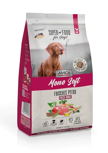 Mac's Halbfeuchtes Hundefutter, weiche Textur, hoher Fleischgehalt, verschiedene Geschmacksrichtungen, 1,5 kg, Pferd von CT-TRONICS