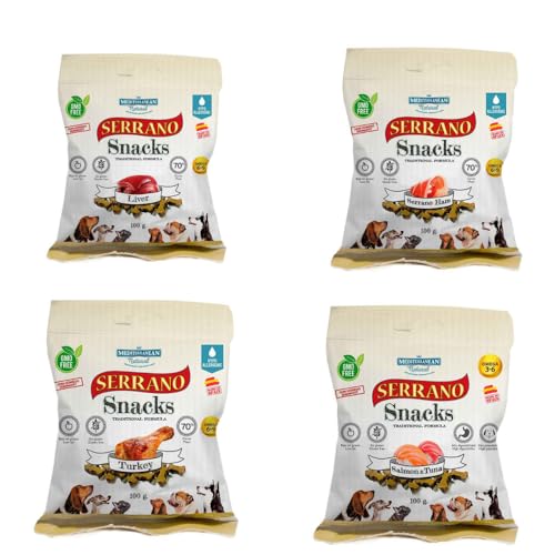 Mediterranean Natural Serrano Snacks für Hunde, 24 x 100 g, Mischung (reines Protein) von CT-TRONICS