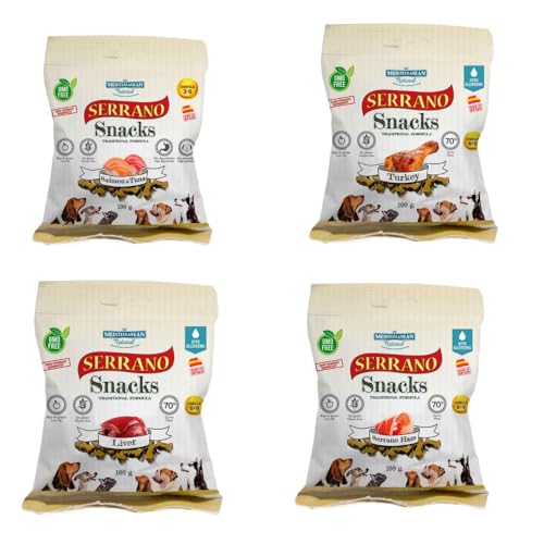 Mediterranean Natural Serrano Snacks für Hunde, 24 x 100 g Mix (Meer und Berg) von CT-TRONICS