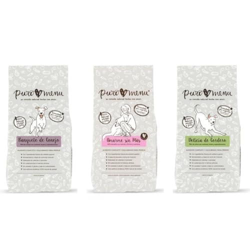 Puro Menü für Hunde, frische und natürliche Stäbe, 12 x 2 kg, verschiedene Packungen (4 x Kaninchen, 4 x Huhn und Lachs, 4 x Lamm) von CT-TRONICS