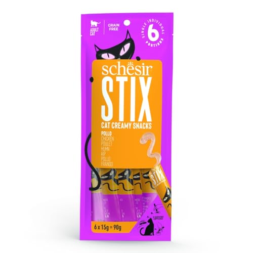 SCHESIR STIX Snack für die Katze, 12 (Umschläge) x 6 (Tuben) x 15 g, 72 Tuben (Huhn) von CT-TRONICS