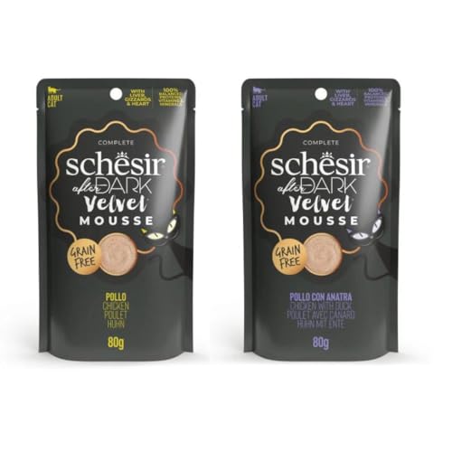 Schesir After Dark | Nassfutter für Katzen | Velvet Mousse | 2er-Pack | 24 x 80 g | (24 x 80 g, Mousse Huhn + Mousse mit Ente) von CT-TRONICS