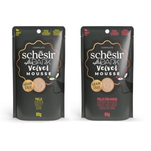 Schesir After Dark | Nassfutter für Katzen | Velvet Mousse | 2er Pack | 24 x 80 g | (24 x 80 g, Mousse Huhn + Mousse mit Kalbfleisch) von CT-TRONICS