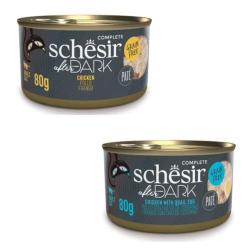 Schesir After Dark | Nassfutter für Katzen | in Pastete | 2er Pack | 24 x 80 g | (24 x 80 g, Hühnchen in Pastete + Huhn mit Wachtelei) von CT-TRONICS