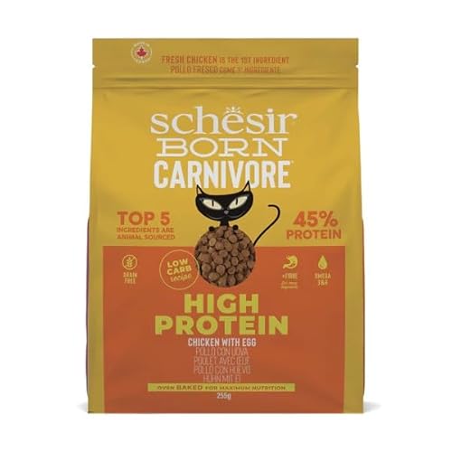 Schesir Born Carnivore | Trockenfutter für Katzen | verschiedene Formate und Geschmacksrichtungen | natürliche Inhaltsstoffe | (Hühnchen mit Ei 255 g) von CT-TRONICS