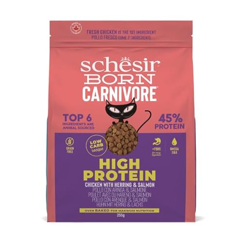 Schesir Born Carnivore | Trockenfutter für Katzen | verschiedene Formate und Geschmacksrichtungen | natürliche Inhaltsstoffe | (Hühnchen mit Hering und Lachs, 255 g) von CT-TRONICS