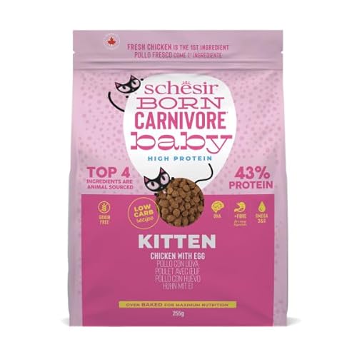 Schesir Born Carnivore | Trockenfutter für Katzen | verschiedene Formate und Geschmacksrichtungen | natürliche Inhaltsstoffe | (Hühnchen mit Kitten-Ei, 255 g) von CT-TRONICS