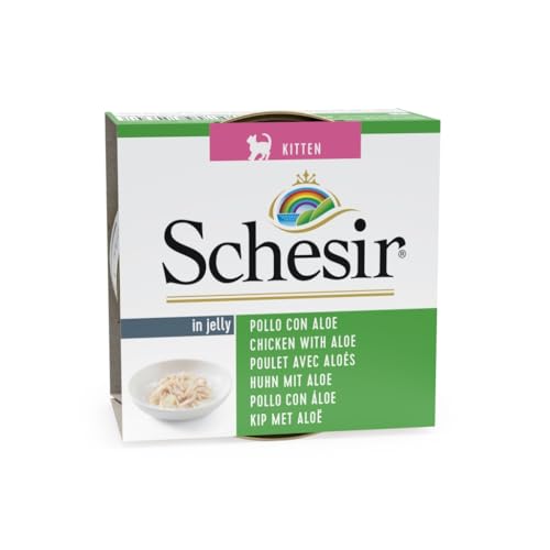 Schesir Kitten Nassfutter für Katzen von 0 bis 1 Jahr (Hühnchen mit Aloe in Gelee, 14 x 85 g) von CT-TRONICS