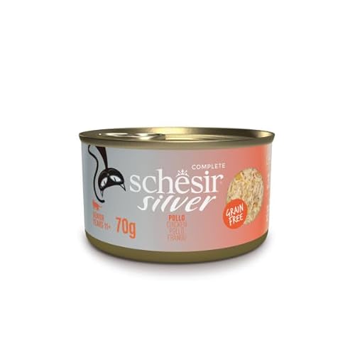 Schesir Silver | Nassfutter für Katzen ab 11 Jahren | Dose und Beutel | 12 Stück | (Schesir Silver Hähnchenfilets 70 g) von CT-TRONICS