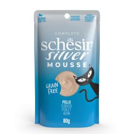 Schesir Silver | Nassfutter für Katzen ab 11 Jahren | Dose und Beutel | 12 Stück | (Schesir Silver Pouch Hühnermousse, 80 g) von CT-TRONICS