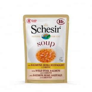 Schesir Suppe für Katzen, 20 Beutel x 85 g (Lachs und Karotten) von CT-TRONICS