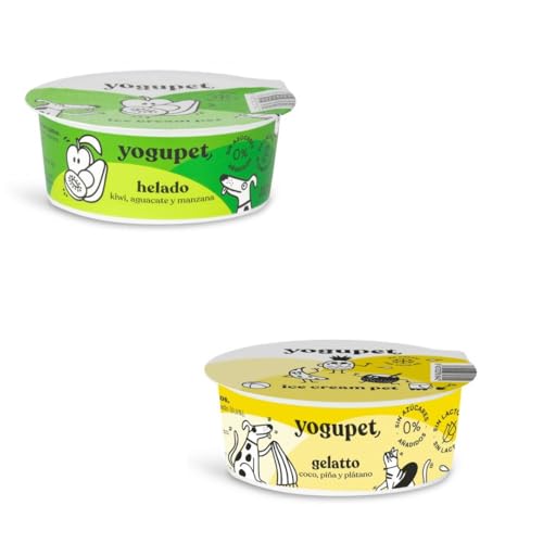 Yogupet Eiscreme für Hunde und Katzen, unterstützt das Immunsystem, rostfrei, sehr feuchtigkeitsspendend, 16 x 110 g, 16 x 110 ml, 8 x Kokosnuss, Ananas und Banane, 8 x Apfel, Avocado und Kiwi von CT-TRONICS