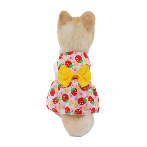 Hundekleid für Hunde, Blumenmuster, Welpen, Prinzessin, Schleife, niedliches Sommer-Outfit, Kleidung, Hundekleid, Schleife, Prinzessinnen-Kleidung, Haustier-Outfit, Frühling, Sommer, atmungsaktive von CTDWNT