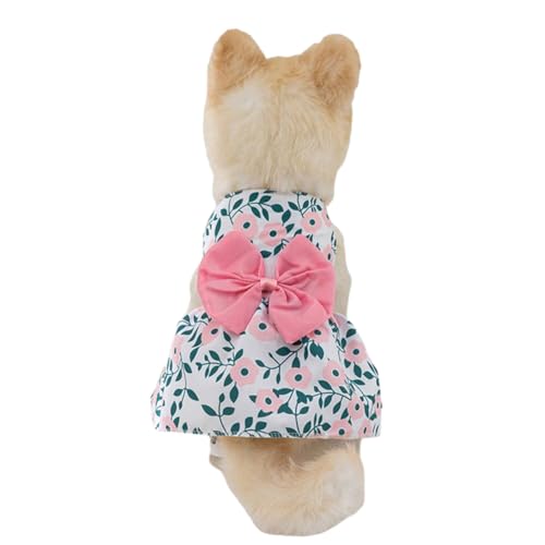 Hundekleid für Hunde, Blumenmuster, Welpen, Prinzessin, Schleife, niedliches Sommer-Outfit, Kleidung, Hundekleid, Schleife, Prinzessinnen-Kleidung, Haustier-Outfit, Frühling, Sommer, atmungsaktive von CTDWNT