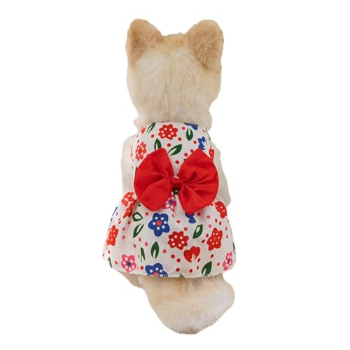 Hundekleid für Hunde, Blumenmuster, Welpen, Prinzessin, Schleife, niedliches Sommer-Outfit, Kleidung, Hundekleid, Schleife, Prinzessinnen-Kleidung, Haustier-Outfit, Frühling, Sommer, atmungsaktive von CTDWNT