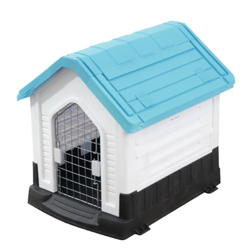 CTREVL Hundehütte,Hundehütte Outdoor,hundehütte kunststoff,wasserdicht & UV-beständig, Faltbares Design,Oberlicht oben,Belüftet und Atmungsaktiv,Geeignet für kleine bis mittelgroße Hunde(Blau,68x80x76 von CTREVL