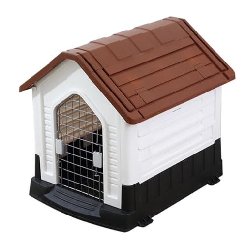 CTREVL Hundehütte,Hundehütte Outdoor,hundehütte kunststoff,wasserdicht & UV-beständig, Faltbares Design,Oberlicht oben,Belüftet und Atmungsaktiv,Geeignet für kleine bis mittelgroße Hunde(Braun,68x80x7 von CTREVL