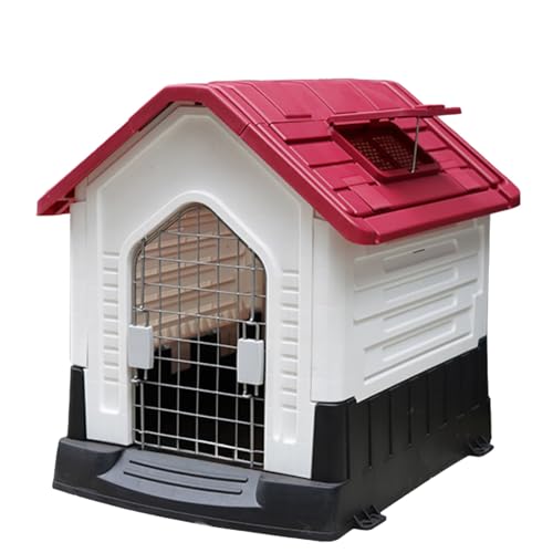 CTREVL Hundehütte,Hundehütte Outdoor,hundehütte kunststoff,wasserdicht & UV-beständig, Faltbares Design,Oberlicht oben,Belüftet und Atmungsaktiv,Geeignet für kleine bis mittelgroße Hunde(Rosa,58x69x66 von CTREVL