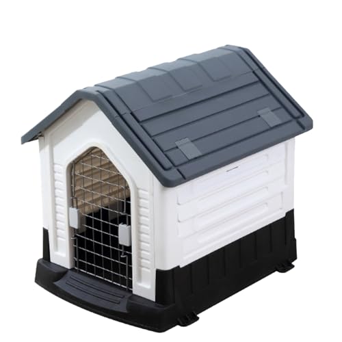 CTREVL Hundehütte,Hundehütte Outdoor,hundehütte kunststoff,wasserdicht & UV-beständig, Faltbares Design,Oberlicht oben,Belüftet und Atmungsaktiv,Geeignet für kleine bis mittelgroße Hunde(Gray,58x69x66 von CTREVL