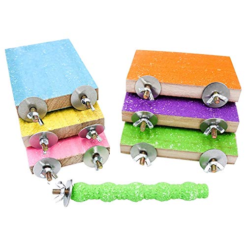 -Sitzstange, Spielzeug, Papageienständer, Plattform, Sandkrallen, Schleifstab, Käfig-Zubehör-Set, 6 Stück -Sitzstange, Spielzeug, Papageienständer, Plattform, Sandkrallen, Schleifstab, Käfig-Zubehör-Set, 6 Stück von CTRLZS