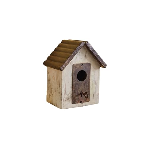 CTW Home Collection Antik inspiriertes Vogelhaus mit Schloss und Schlüssel, 21 cm Höhe, Mangoholz, Outdoor, Heimdekoration von CTW Home Collection