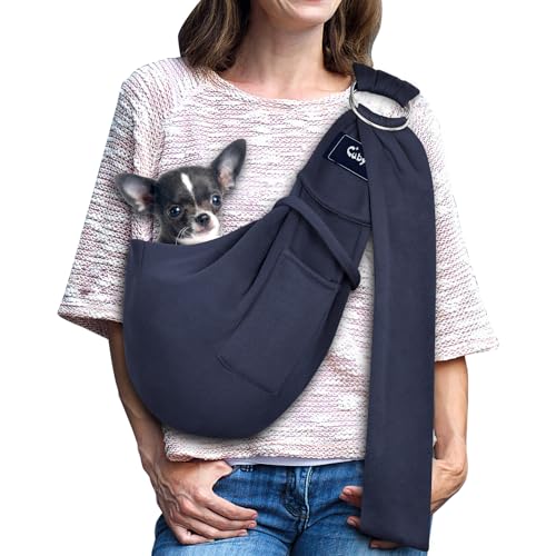 Cuby Hundetragetuch für Hunde und Katzen, wendbar, für Haustiere, Papoose Bag, weiche Tasche und Tragetasche, geeignet für Welpen, kleine Hunde und Katzen für Outdoor-Reisen (Silbergrau) von CUBY