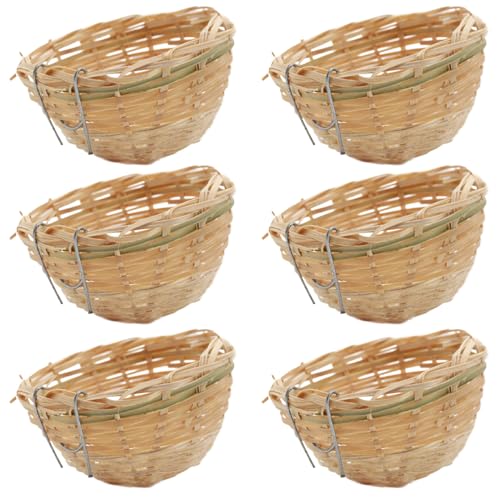 CUCUFA Vogelnest 6pcs gewebtes Bambus Vogel Nest für Käfig 3.9x2.4 '' Sicht von CUCUFA