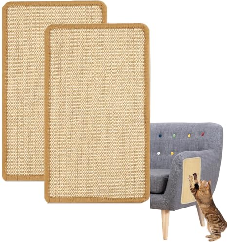 CUEMOON 2 Stück Kratzmatte Katze, Sisal Kratzmatte, Natürlich Sisal Kratzteppich Widerstandsfähig Kratzpads, Katzenkratzbretter Kratzmatte für Schützt Teppiche und Sofas, 50 x 25 cm von CUEMOON