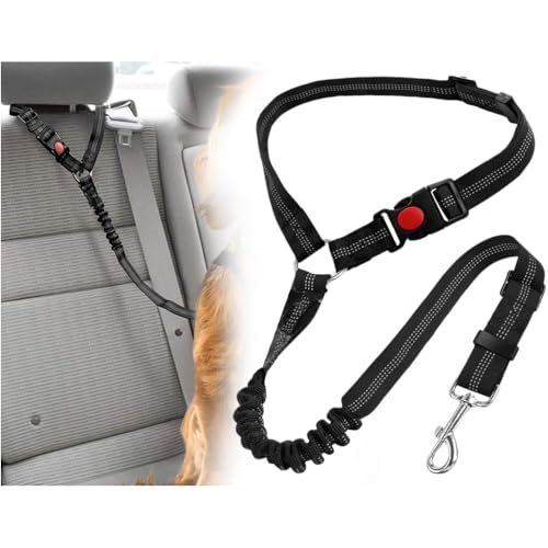 CUEMOON Hund Anschnallgurt,Verstellbarer Auto Sitze Sicherheitsgurt,Hundegurt,Sicherheitsgeschirr,hundeanschnaller mit Schnalle und Pufferseilen,hundezubehör,für Große Mittlere Kleine Hunde(Schwarz) CUEMOON Hund Anschnallgurt,Verstellbarer Auto Sitze Sicherheitsgurt,Hundegurt,Sicherheitsgeschirr,hundeanschnaller mit Schnalle und Pufferseilen,hundezubehör,für Große Mittlere Kleine Hunde(Schwarz) von CUEMOON