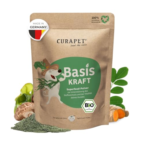 Bio Spirulina Pulver für Hunde - CURAPET - unterstützt Immunsystem & Stoffwechsel, Haut & Fell, Barf geeignet, mit Moringa, Chlorophyll & Vitamin E - 200 g (max. 80 Portionen) von CURAPET