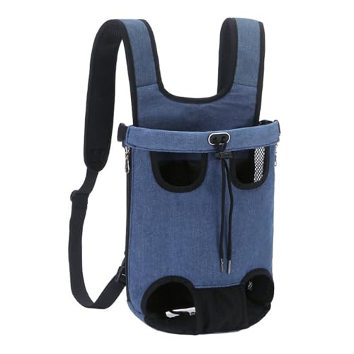 Angstreduzierende Haustiertasche, modisch, atmungsaktiv, tragbar, verstellbar, Kordelzug, Bequeme Brust-Umhängetasche, einfach zu bedienende Haustier-Tragetasche Blau XL von CUSROS