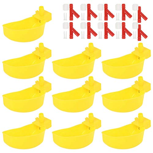 CUSROS 10Pcs Automatic Waterers Cups Schalen, Wasserspender Wasserbrunnen Drinkwell Feed Water Tool Für Hühner Geflügel Vogel Gelb Einheitsgröße von CUSROS