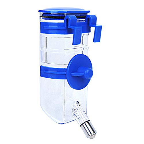 CUSROS 350ml Pet Bird Hamster Wasserspender Trinkbrunnen, Auto Hanging Water Feeder Flaschenspender Trinkschale Blau 350 ml von CUSROS