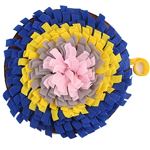 CUSROS Dog Snuffle Mat Hundefuttermatten Dog Training Pad, Geruchstraining Sniffing Feeding Round Mat Kissen Snuffle Washable Pad Blau Einheitsgröße von CUSROS