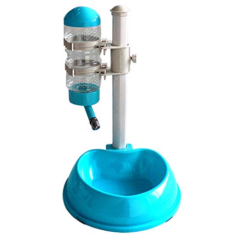 CUSROS Einstellbarer Haustier Hund Katze Wasserbrunnen Wasserspender Drinkwell, Wasserflasche Trinkspender Feeder Food Dish Bowl Blau Einheitsgröße von CUSROS