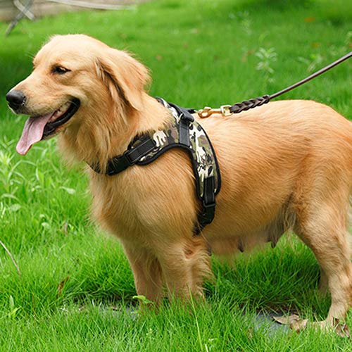 CUSROS Großer Hundegeschirr Weicher, Verstellbarer Trainingsgurt Pet Walk Out Handriemen Weste Leine Trainingsseil Einfache Steuerung Für Das Gehen Im Freien Tarnung M. von CUSROS